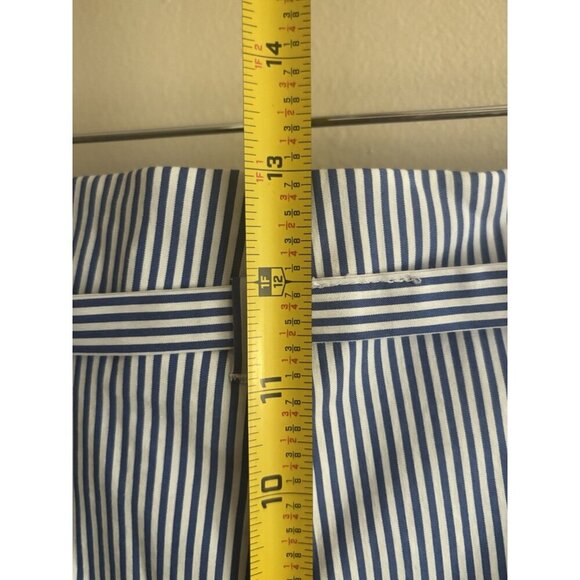 Talbots Nautical Tie Waist Straight Leg Crop Pants Blue White Stripe 8 Preppy - Picture 9 of 13